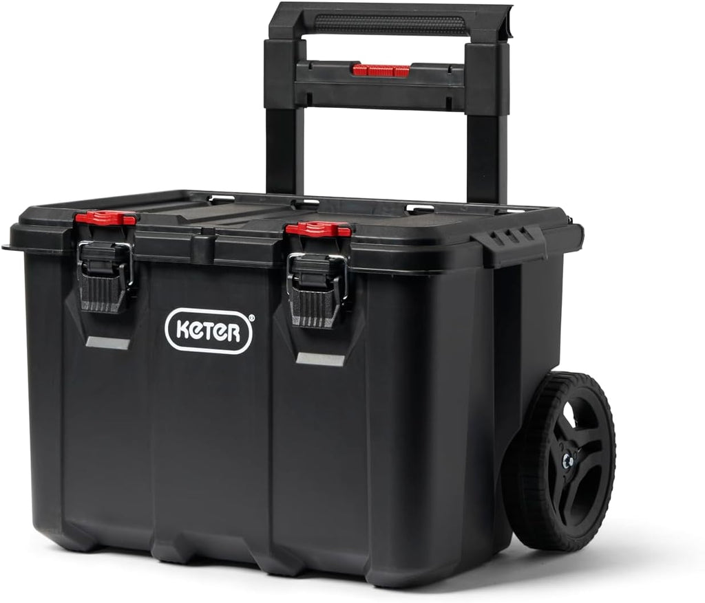 Keter Stack-n-Roll Modular Tools Organizer for Garage Storage and DIY, 3 Piece Resin Rolling Tool Box System for Small Parts