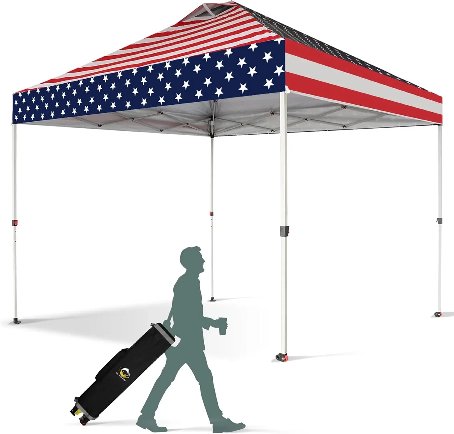 10x10 Pop-Up Awning One-Click Installation Beach Tent Outdoor Sunshade Silver Coated Top