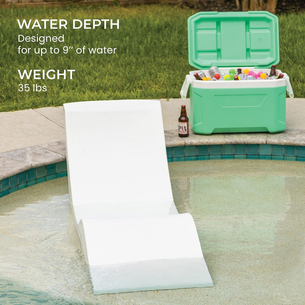 Classic White - in-Pool Chaise Lounger – Designed for Water Depths Up to 9" – Aqua Outdoors – Set of 2 – Compatible with All Pool Types - Poolside & Sun Deck Tanning