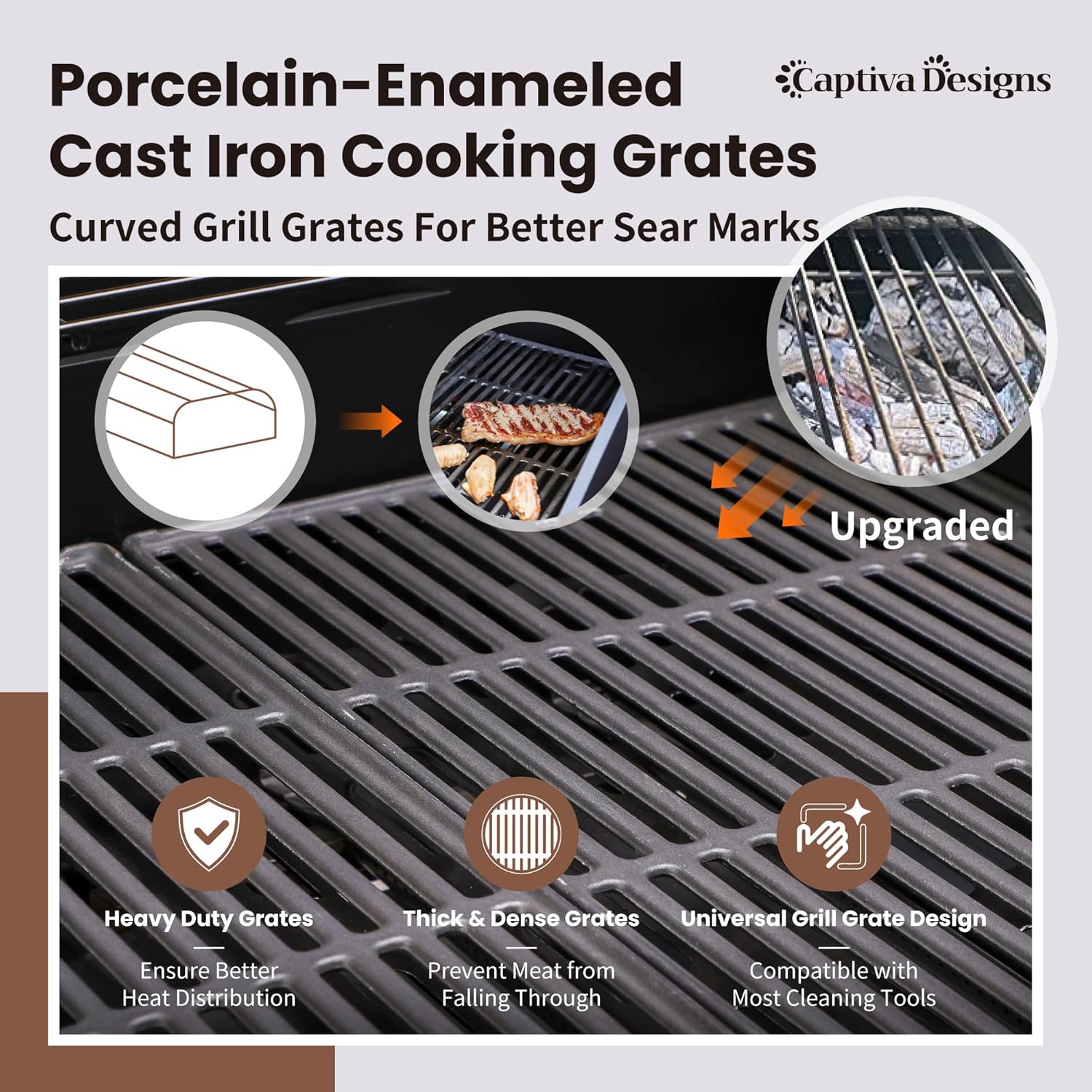 Burner Propane Gas BBQ Grill with Side Burner & Porcelain-Enameled Cast Iron Grates, 42,000 BTU Output Stainless Steel Grill for Outdoor Cooking Kitchen and Patio Backyard Barbecue-Captiva