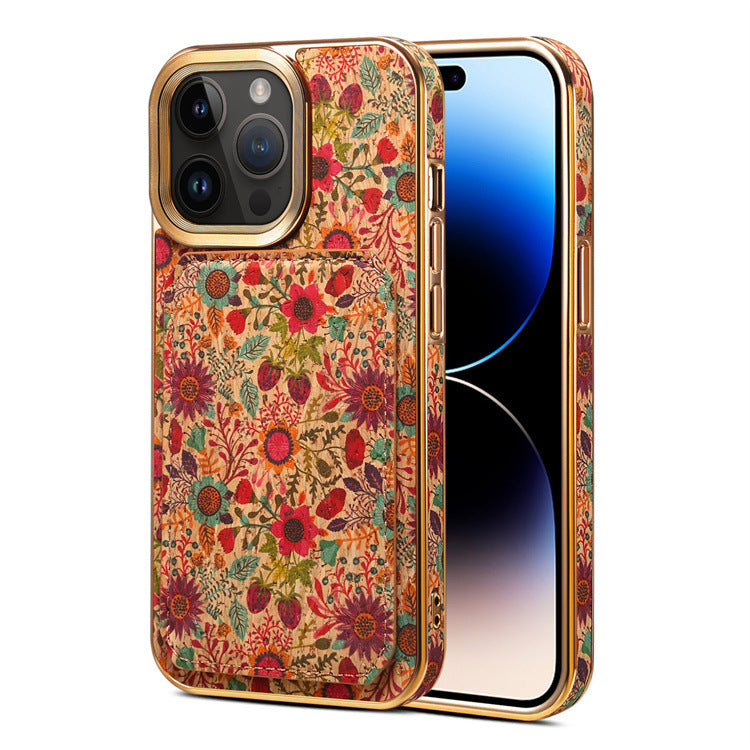 Retro Flower Series Iphone Wallet Case With Card Holder