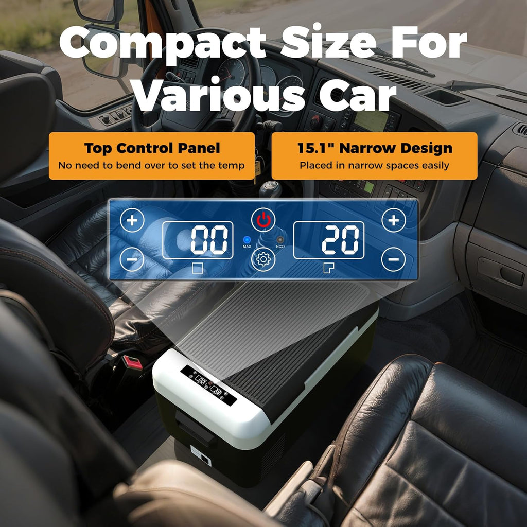 12V Refrigerator 21 Quart Portable Freezer 50 Hours Keep Cool,Electric Cooler for Vehicles Car Refrigerator 12V Portable Fridge for Car Camping Truck Van RV SUV Road Trip Travel RF20