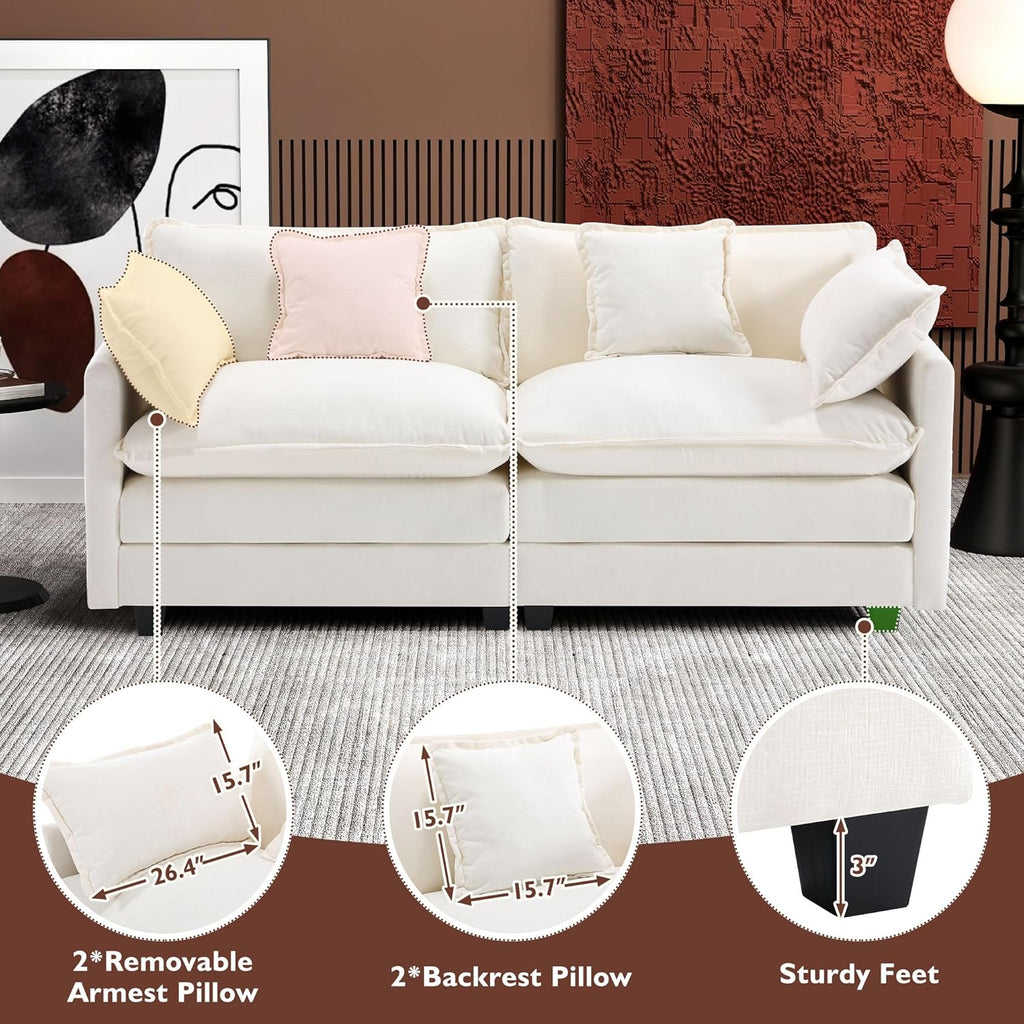 111.4 Inch L-Shaped Modern Sofa Modular Cloud Sofa Ottoman 4-Seater Chenille Deep Seat Sofa