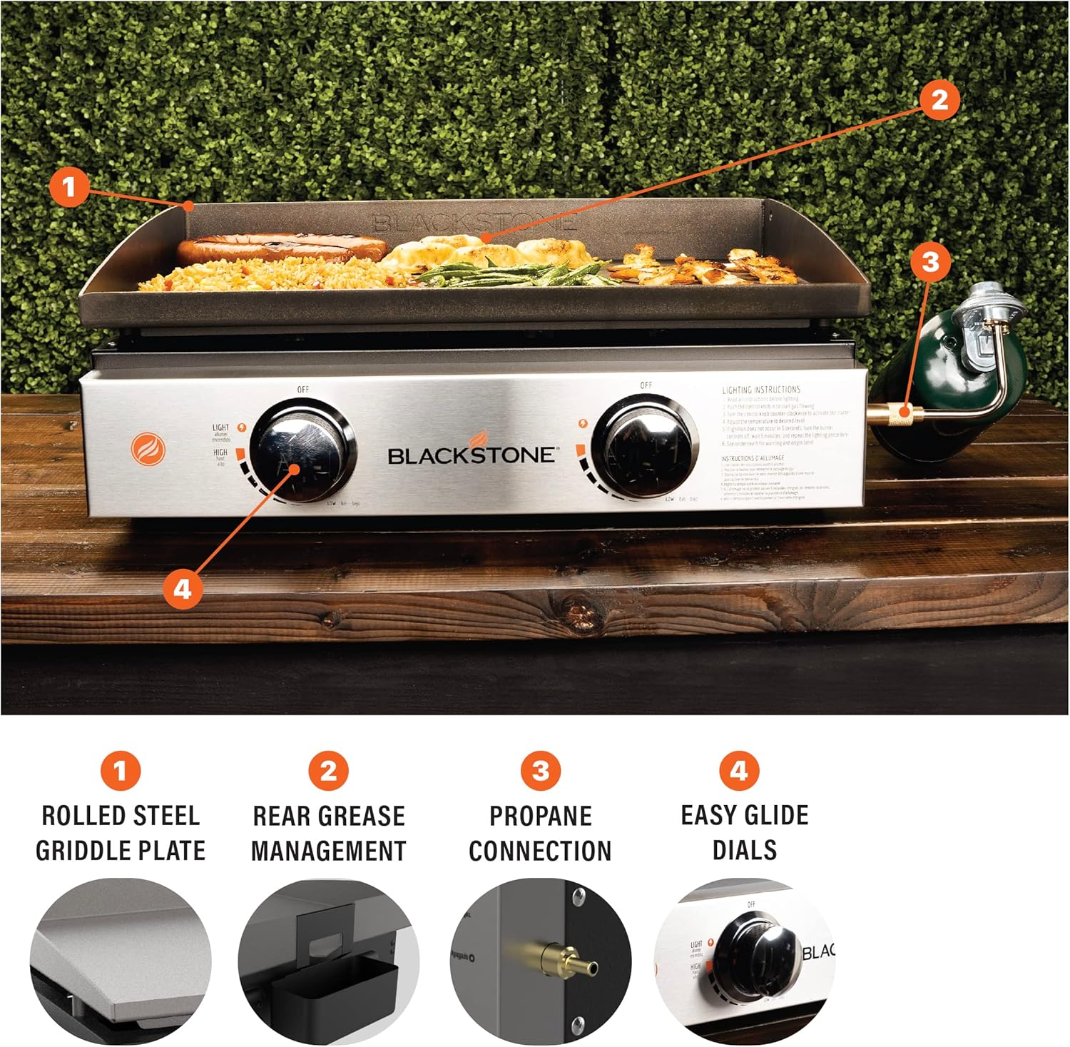 Blackstone 1666 22" Tabletop Griddle with Stainless Steel Faceplate, Powder Coated Steel, Black
