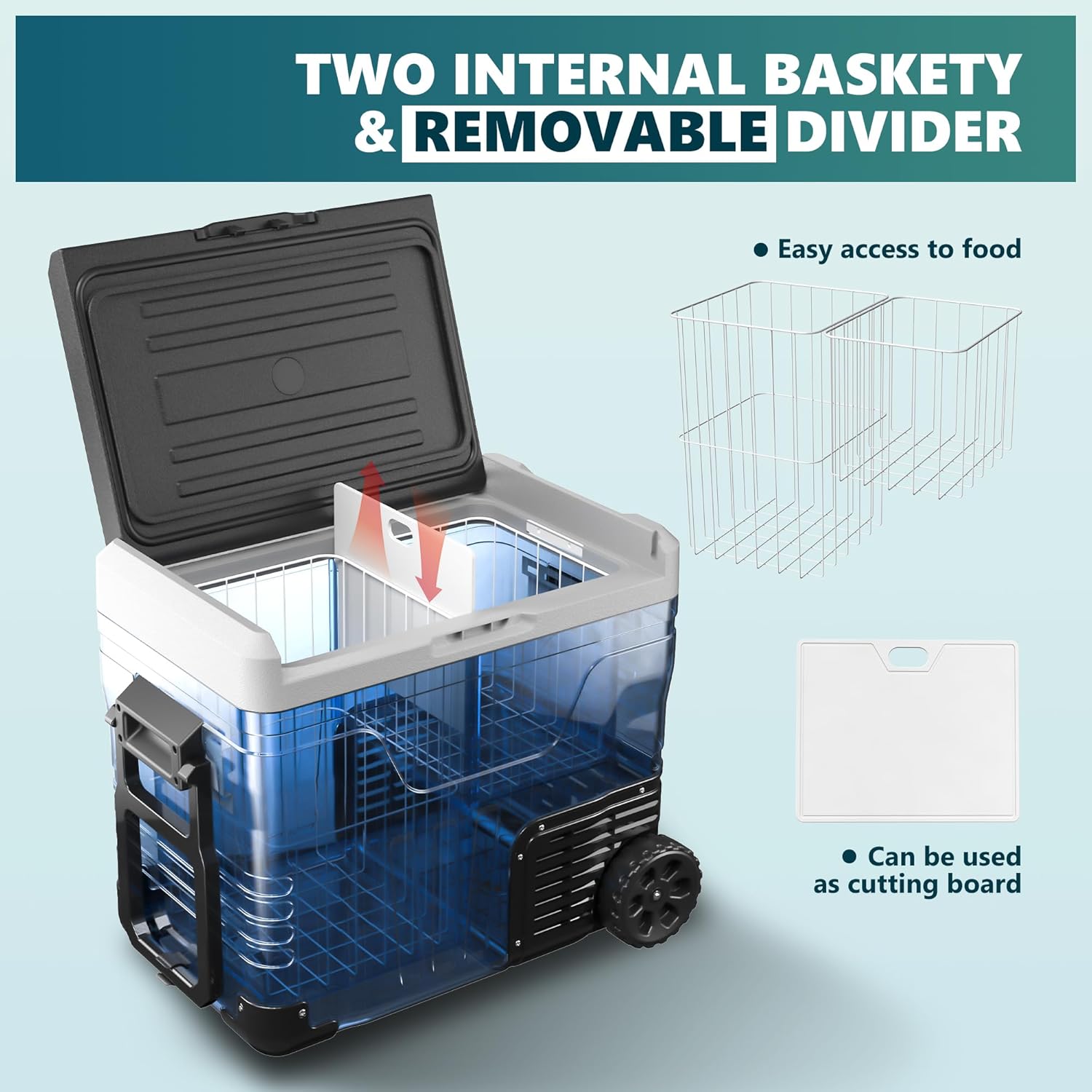 EUHOMY 12 Volt Refrigerator, 37QT(35L) Electric Cooler, Portable Freezer 12V/24V DC 110-240V AC, 12V Fridge -4 ~68 , 12V Cooler with Wheels & 2 Baskets for Travel, Truck, Boat, Camping