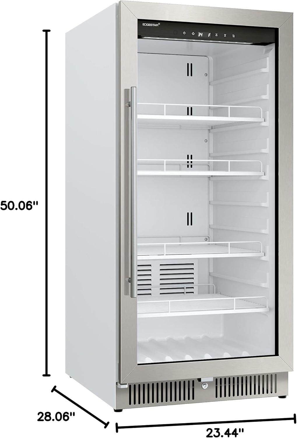 EdgeStar VBM101 22" Wide 10.1 Cu. Ft. Commercial Beverage Merchandiser – Stainless Steel, Temp Alarm, Reversible Door