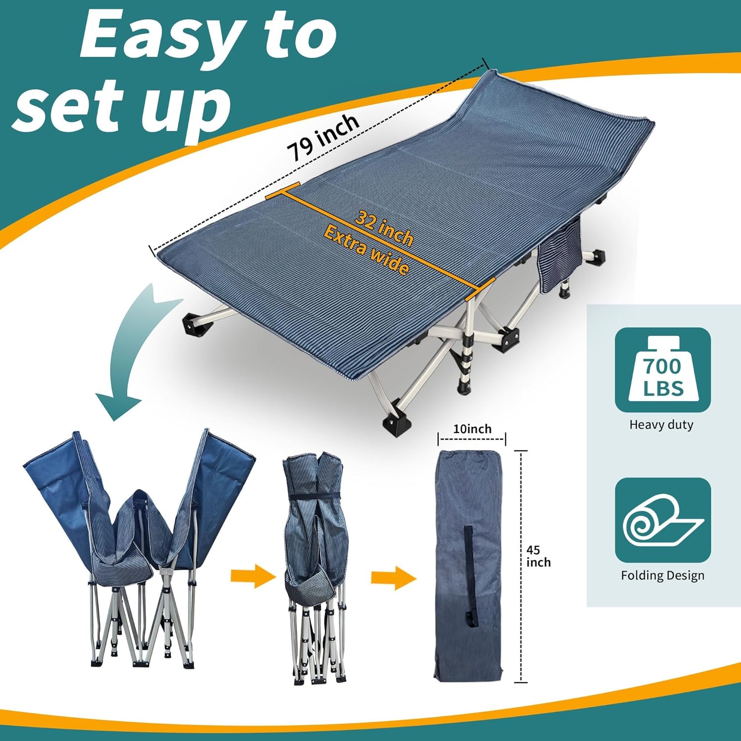 2-Pack Camping Cots with Mattress Comfortable Folding Bed Heavy Duty Baby Cot