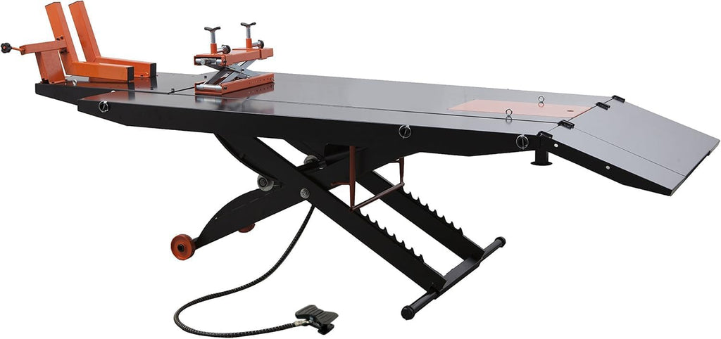 APlusLift MT1500X 1500LB Air-Operated Motorcycle & ATV Lift Table – 48" Wide with Side Extensions, 2-Year Warranty