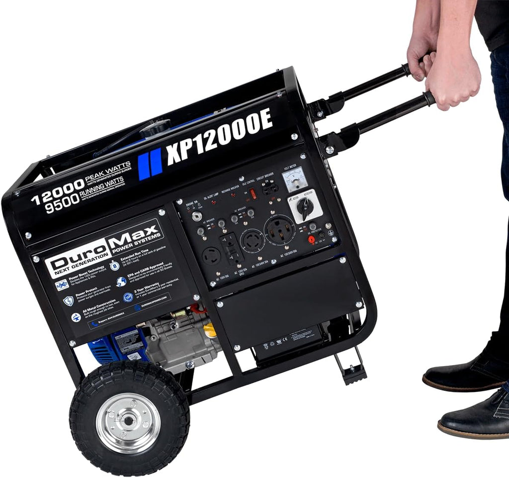DuroMax XP13000EH 13,000-Watt Dual Fuel Portable Generator - Gas & Propane, Electric Start, Whole Home Backup Power, Transfer Switch Ready, RV & Emergency Ready