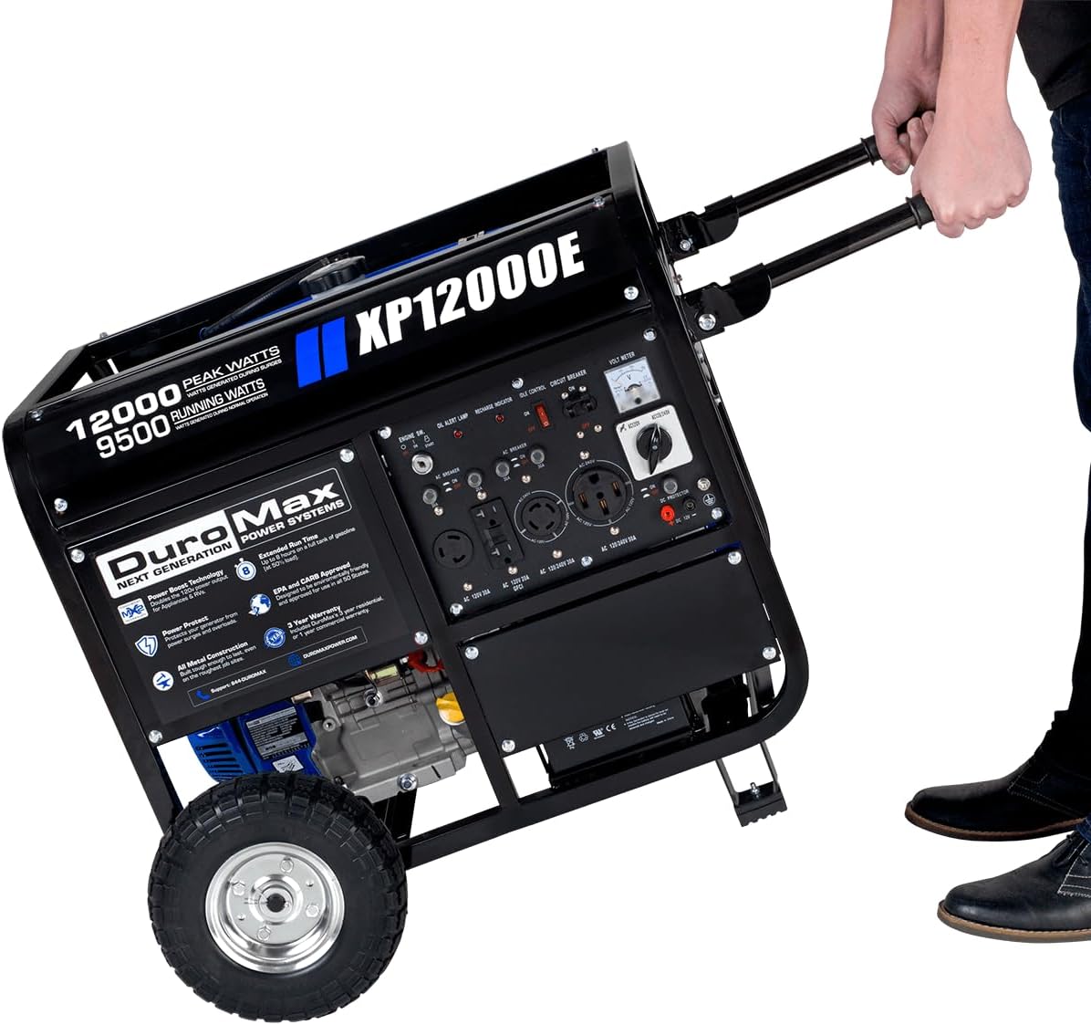 DuroMax XP13000EH 13,000-Watt Dual Fuel Portable Generator - Gas & Propane, Electric Start, Whole Home Backup Power, Transfer Switch Ready, RV & Emergency Ready
