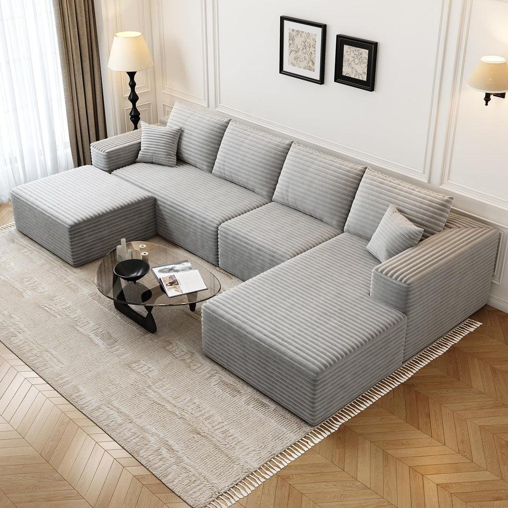 107.5" Cloud Modular Sectional Sofa Couch with L-Shape Chaise,Modern Minimalist Upholstered Couches for Living Room Bedroom,Deep Seat Corner Couch，No Assembly Required (Black,Left Facing Chaise)