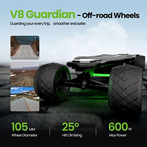 isinwheel V8 Electric Skateboard with Remote, 1200W Brushless Motor, IP54 Waterproof, Electric Longboard
