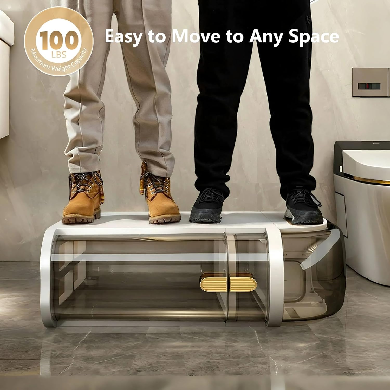 4-Tiers Narrow Bathroom Storage Cabinet 7.1 Slim Bathroom Floor Organizer with Drawers and Tissue Box Plastic Waterproof Mobile Locker