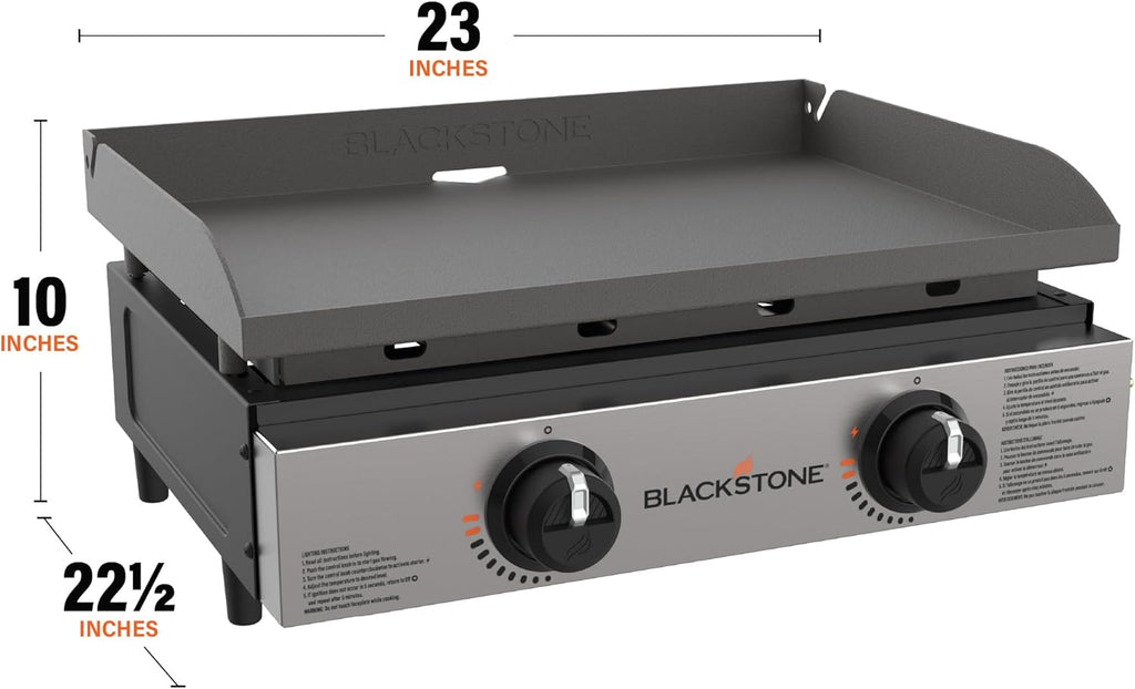Blackstone 1666 22" Tabletop Griddle with Stainless Steel Faceplate, Powder Coated Steel, Black
