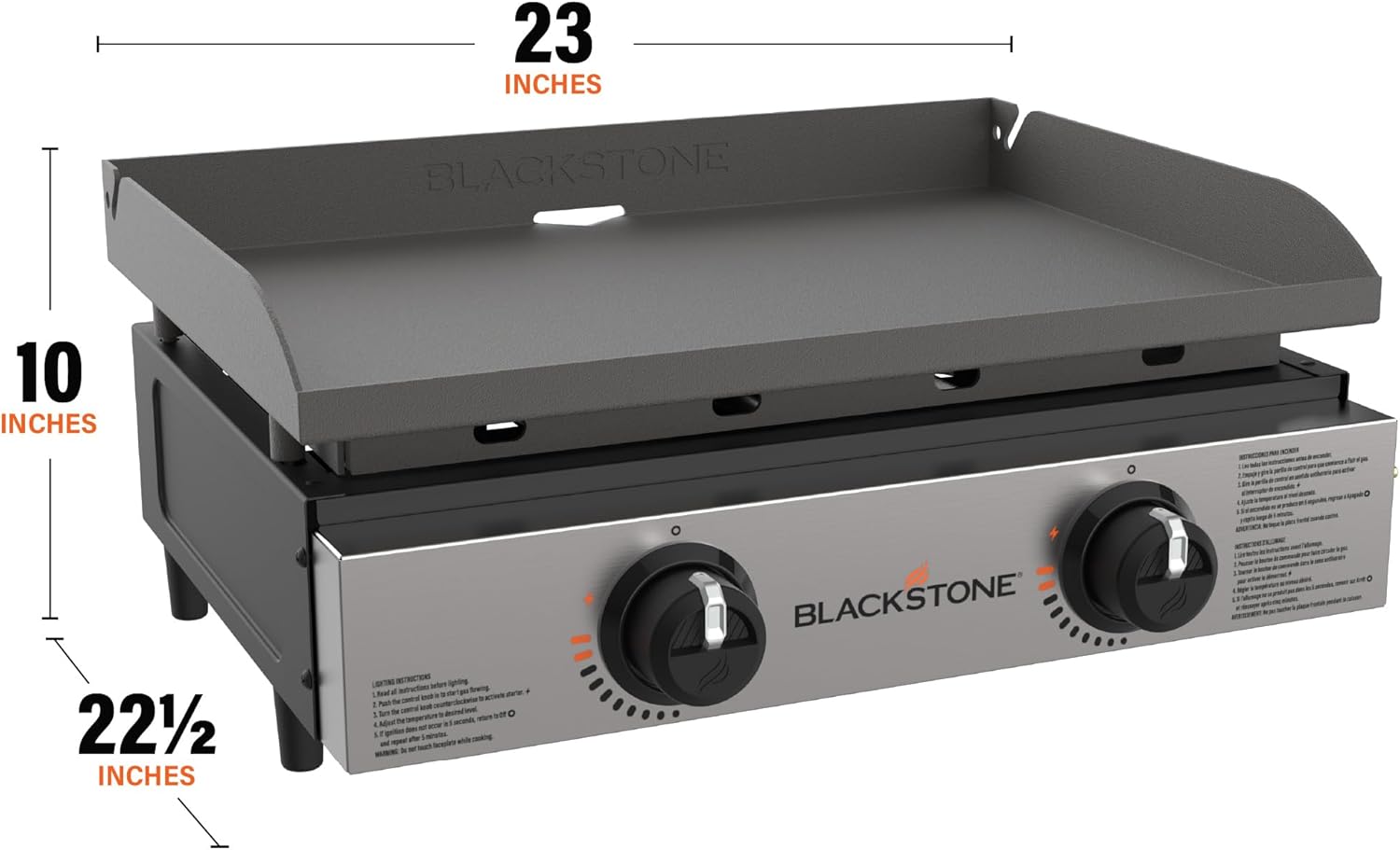 Blackstone 1666 22" Tabletop Griddle with Stainless Steel Faceplate, Powder Coated Steel, Black