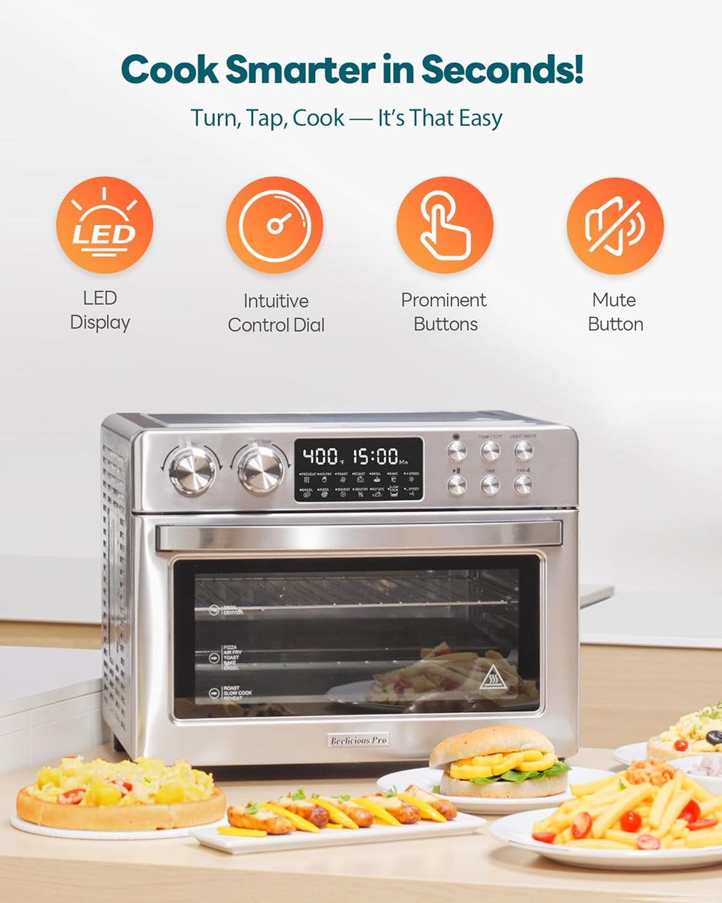 28QT Air Fryer Toaster Oven Combo, Large 12-in-1 Convection Countertop Oven with 3-Layer Cooking, Rotisserie for Chicken, 6 Heating Tubes, Fast Preheat, Fits 11" Pizza, Full Accessories, Sparkle Black