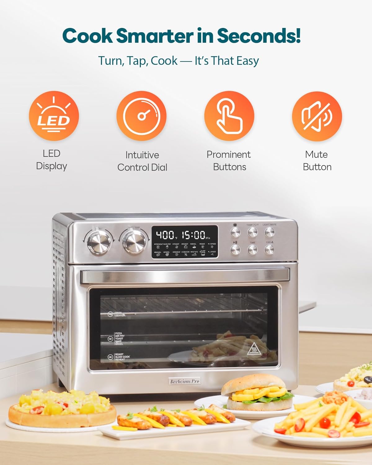 28QT Air Fryer Toaster Oven Combo, Large 12-in-1 Convection Countertop Oven with 3-Layer Cooking, Rotisserie for Chicken, 6 Heating Tubes, Fast Preheat, Fits 11" Pizza, Full Accessories, Sparkle Black