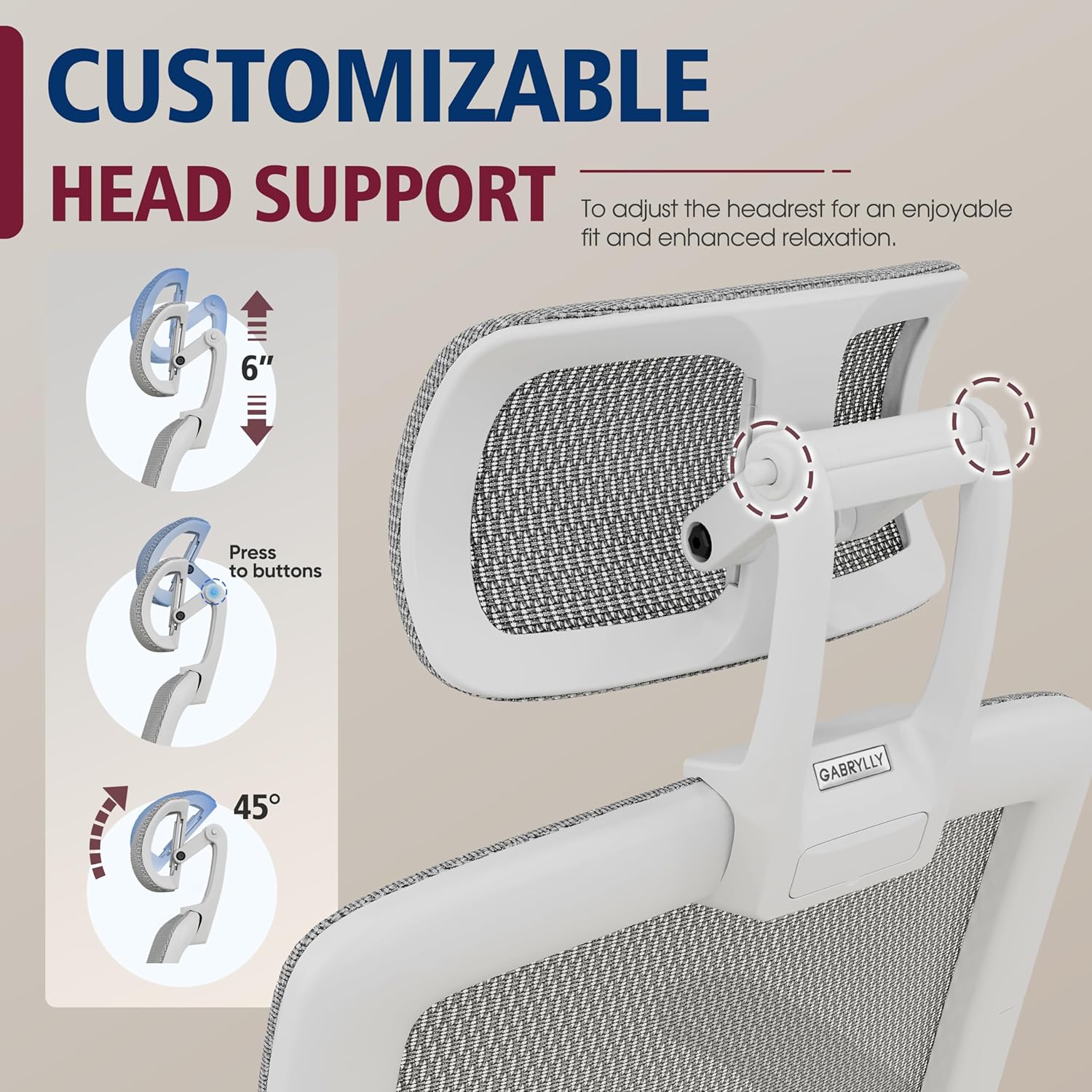 GABRYLLY Ergonomic Office Chair, High Back Home Desk Chair with Headrest, Flip-Up Arms, 90-120° Tilt Lock and Wide Cushion, Big and Tall Mesh Chairs for Man Woman, Black Task Chair