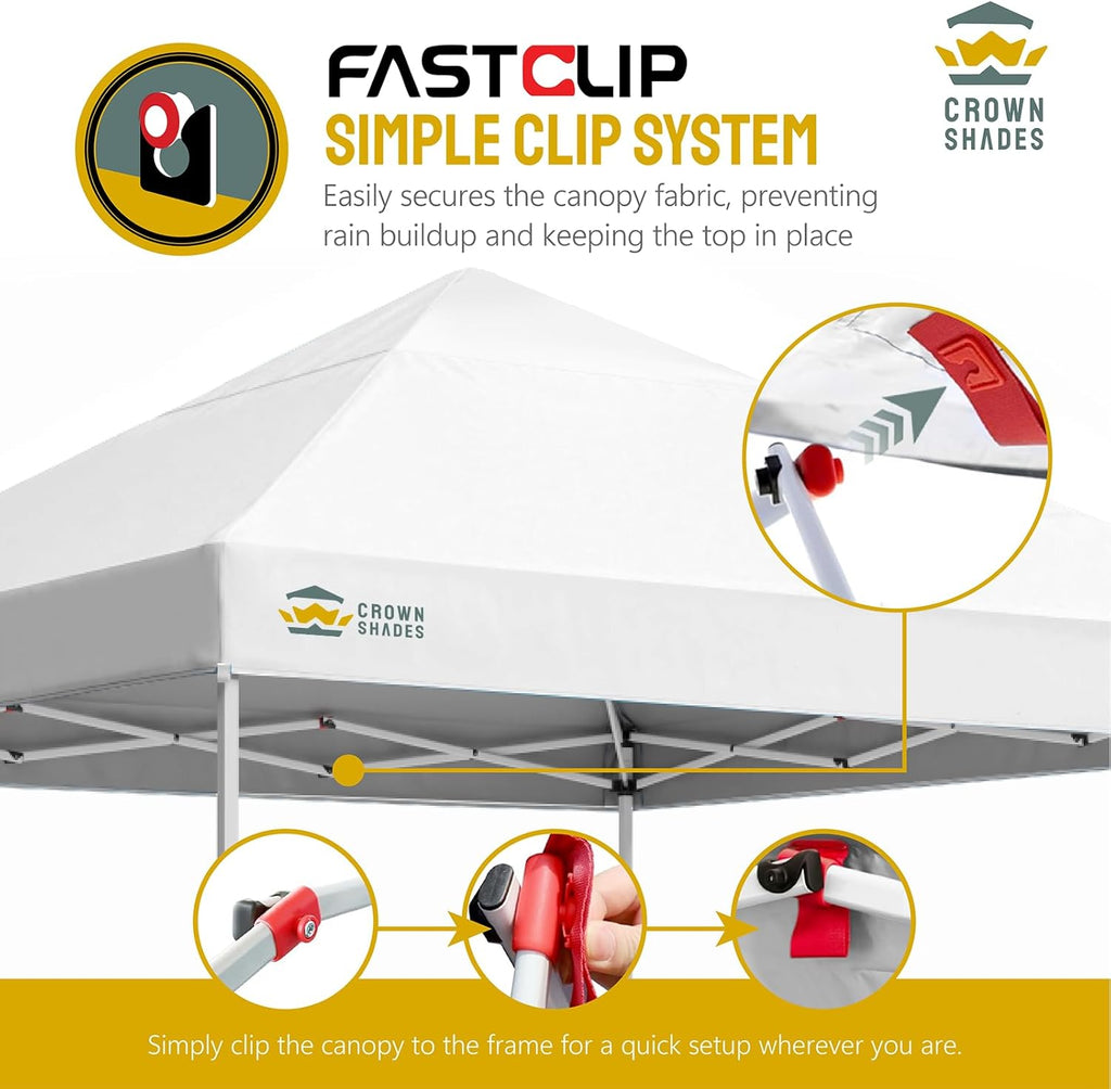 10x10 Pop-Up Awning - One-Click Installation Beach Tent - Outdoor Sunshade Silver Coated Top, 3 Heights and 4 Sand Pockets