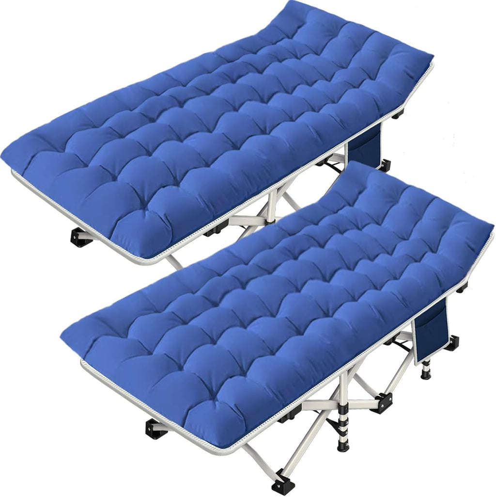 2 Pack Camping Cot with Mattress Comfortable Cot Bed Folding Cot Heavy Duty Cots for Sleeping with Carry Bag for Adults Kids Guest Bed Outdoor Indoor Home