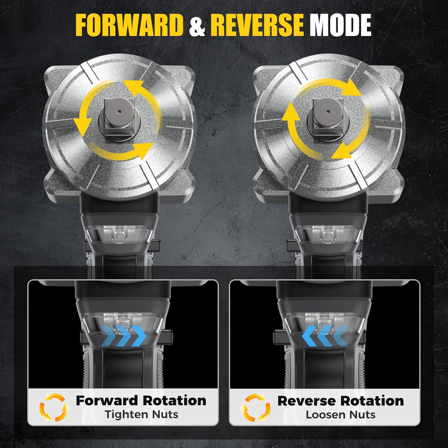 Cordless Impact Wrench, 1200Nm(900ft-lbs) High Torque 1/2'' Impact Wrench, 21V Brushless Electric Impact Gun with 2Pcs 4.0Ah Batteries, 1 Hour Fast Charger, 5 Sockets, Power Impact Driver for Car Home