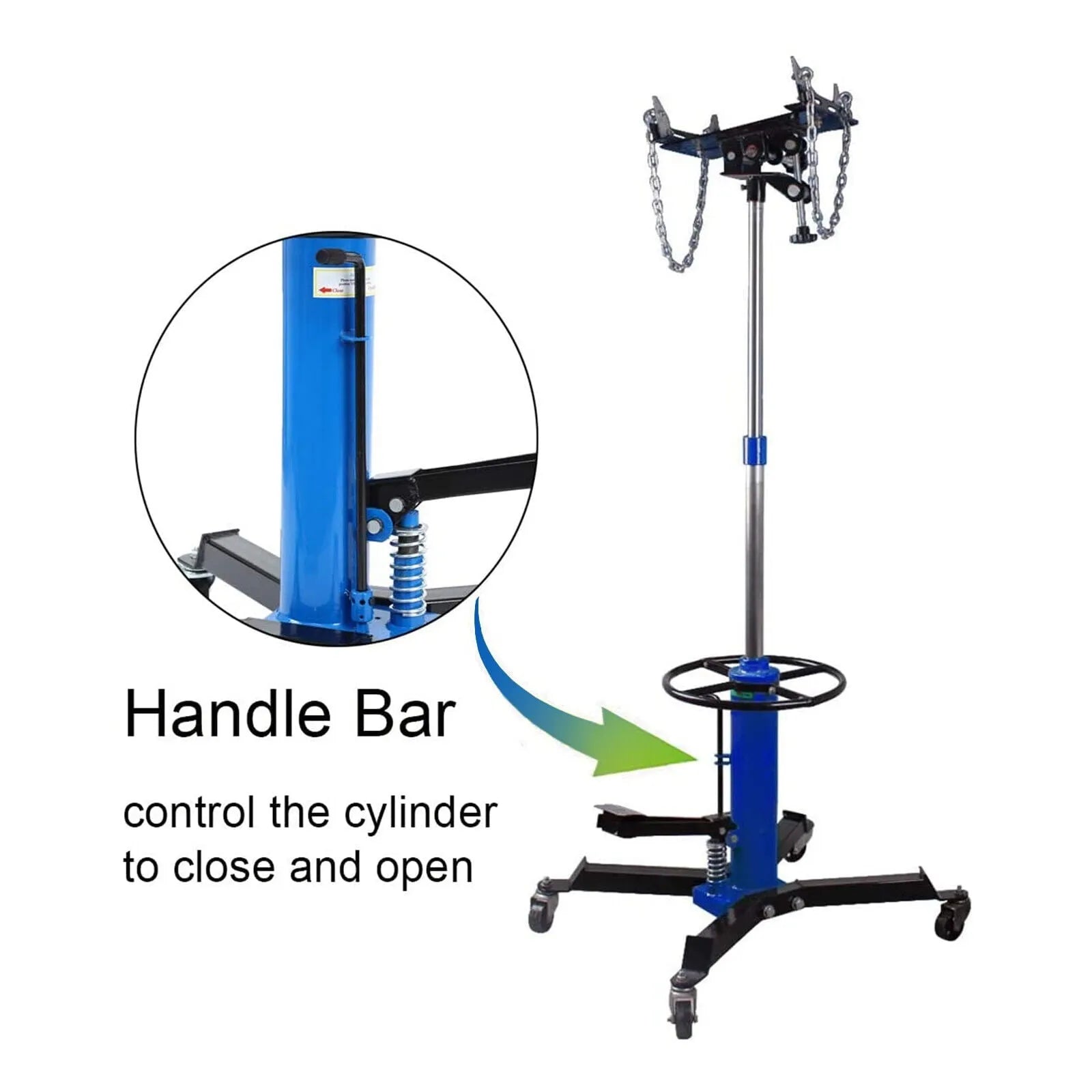 1660 Pounds Hydraulic Car Transmission Jack Vertical Lift with 360掳 Swivel Wheel Pedal ,Blue,33"-70"(0.75Ton)
