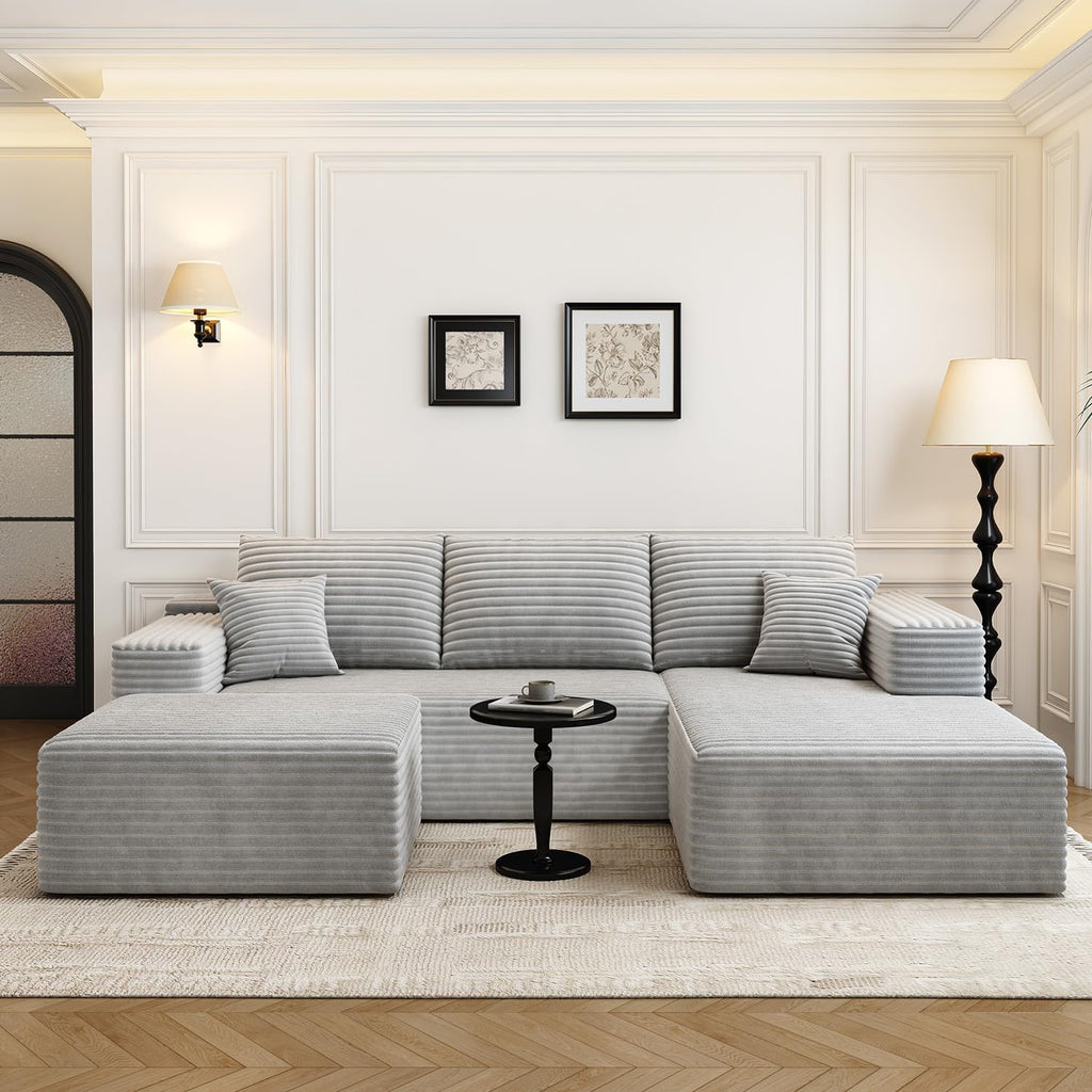 107.5" Cloud Modular Sectional Sofa Couch with L-Shape Chaise,Modern Minimalist Upholstered Couches for Living Room Bedroom,Deep Seat Corner Couch，No Assembly Required (Black,Left Facing Chaise)