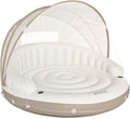 58292EP Canopy Island Inflatable Pool Float: Comfortable Lounge Surface Built-in Cup Holders Detachable Sunshade 440lb Max Weight Capacity 78.5" x 59"