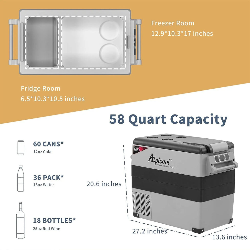 CF45 Portable Refrigerator 12 Volt Car Freezer 42 Quart Mini Fridge Freezer (-4掳C~68掳C) for Truck, RV, Vehicle, Travel, Outdoor -12/24V DC