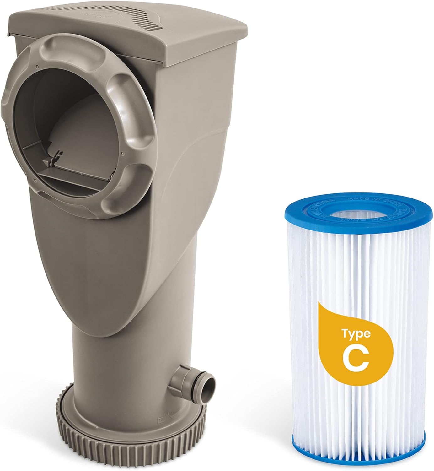 Funsicle SkimmerPlus 1500 Gallons Per Hour 2 in 1 Filter Pump and Skimmer System with Clamps and 1.5 Inch Hose Fitting for Above Ground Swimming Pools