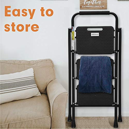 HBTower 3 Step Ladder, Folding Step Stool with Wide Anti-Slip Pedal, 500lbs