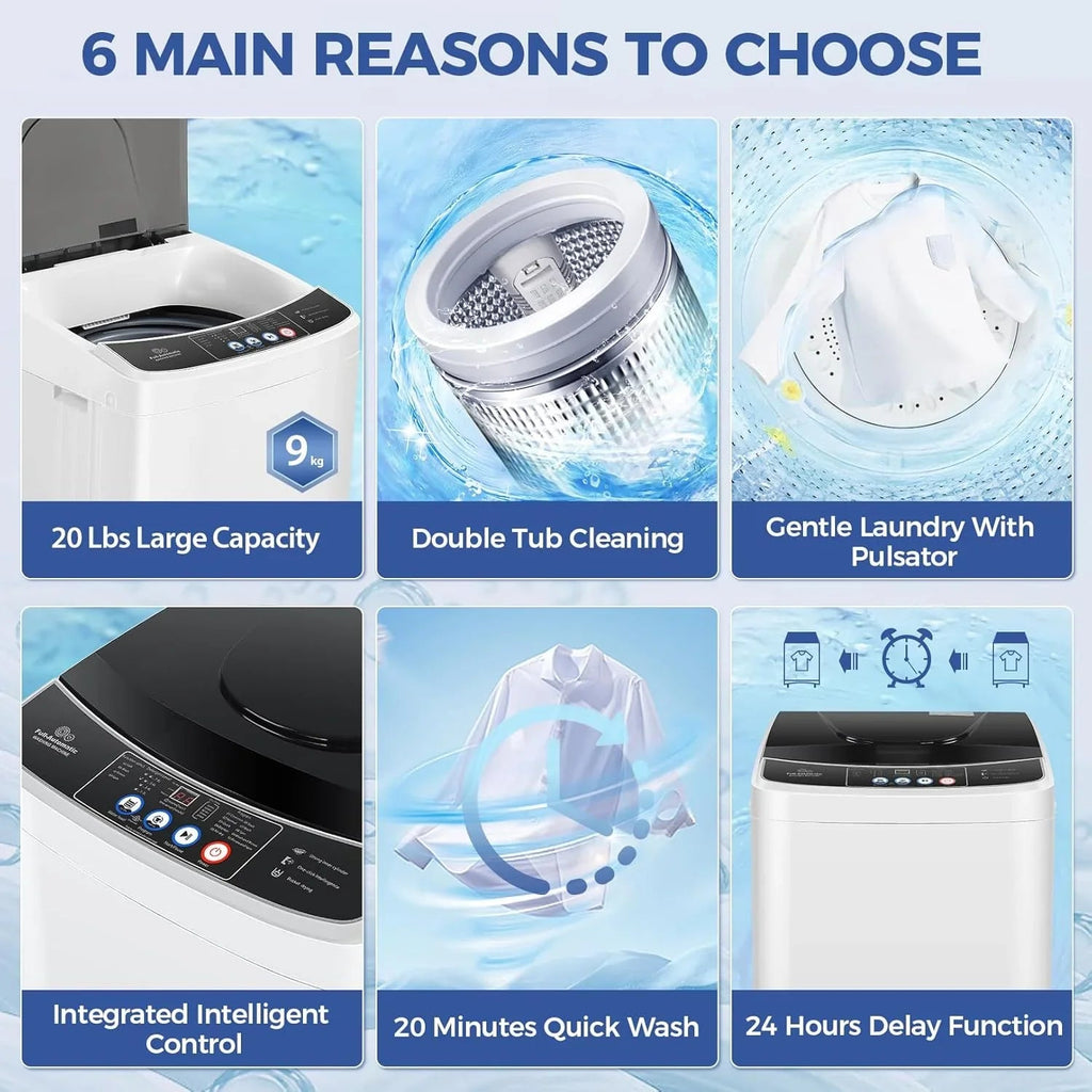 20Lbs Portable Washing Machine Nictemaw Portable Washer 2.8 Cu.ft Washer and Dryer Combo