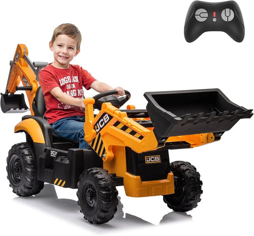 12V JCB Ride On Excavator Ride on Toys for Kids 4-8 Electric Car for Kids with Tractor