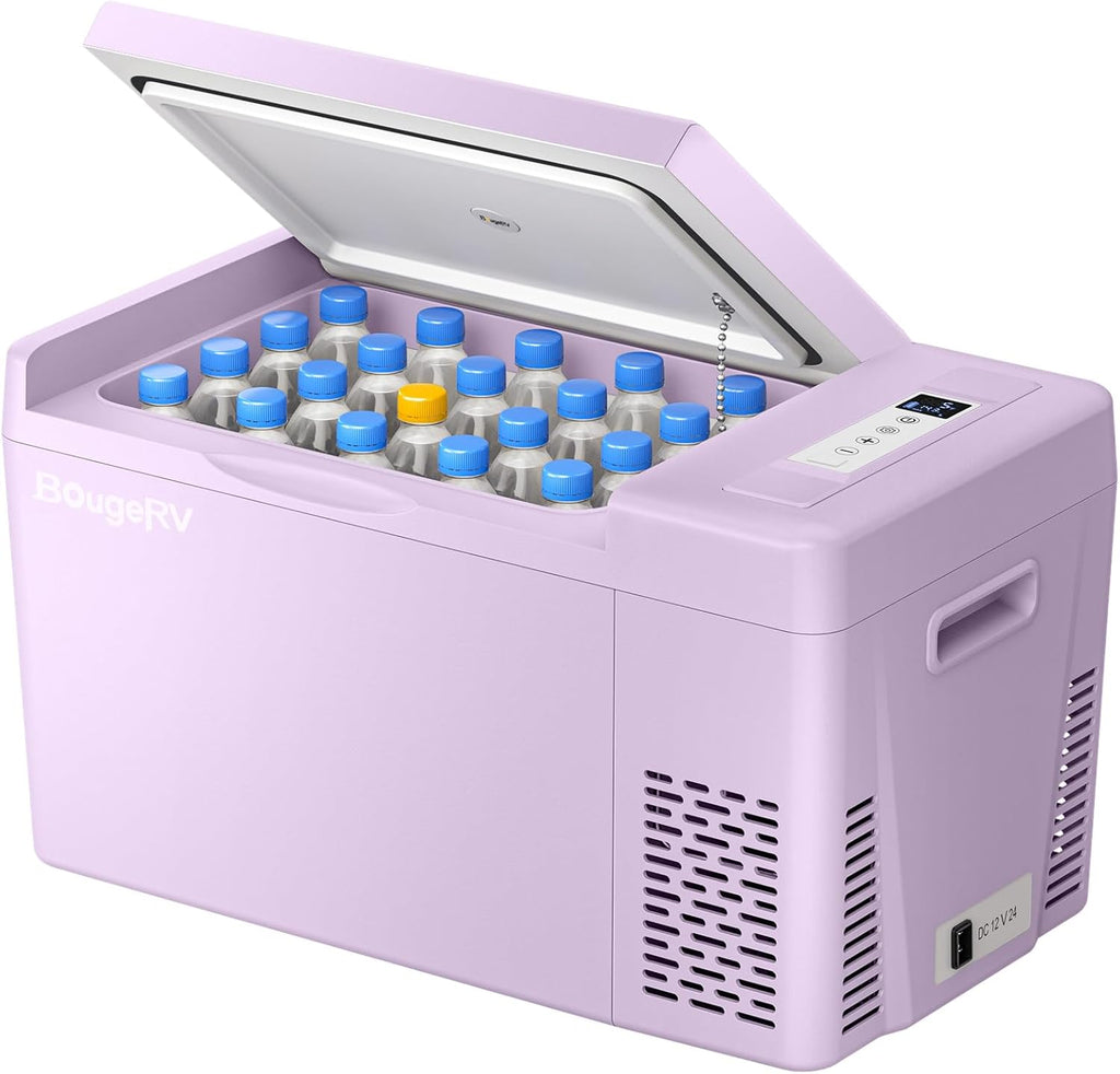 BougeRV 12 Volt Refrigerator 12V Car Fridge 23 Quart Portable Freezer Compressor Cooler 12/24V DC 110~240 Volt AC for Truck Van RV Camper SUV Travel Camping Road Trips Tailgating -7℉~50℉