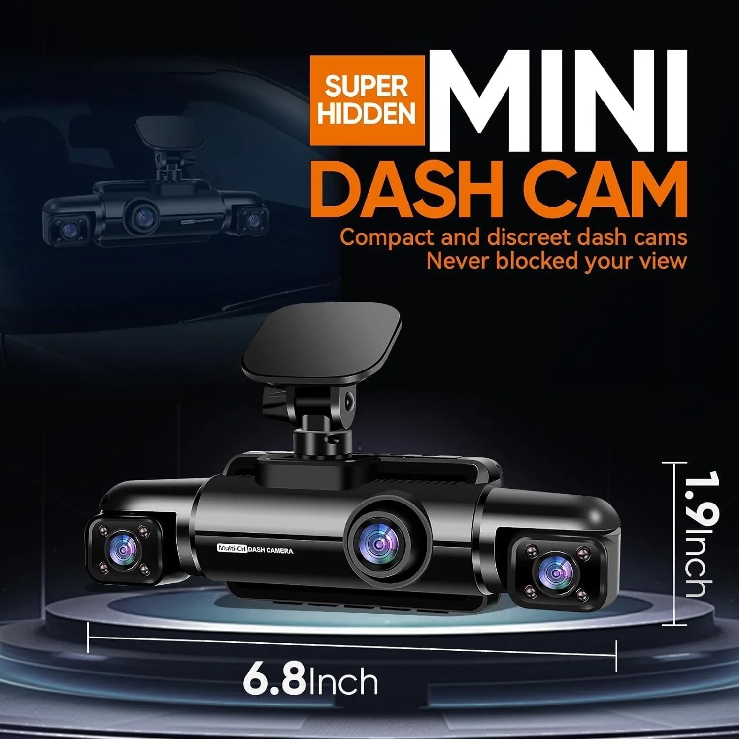 360° Dash Cam 4-Channel FHD 4*1080P Wi-Fi GPS Voice Control Car Camera Front 2K+1080P