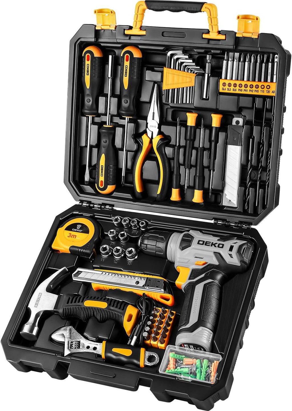 DEKOPRO Tool Set锛 Tool Kit with 8V Cordless Drill,Tool Box with Drill,Hand Drill Set for Men & Women,Home Tool Kits for House Repair,Handyman,DIY 126 Piece
