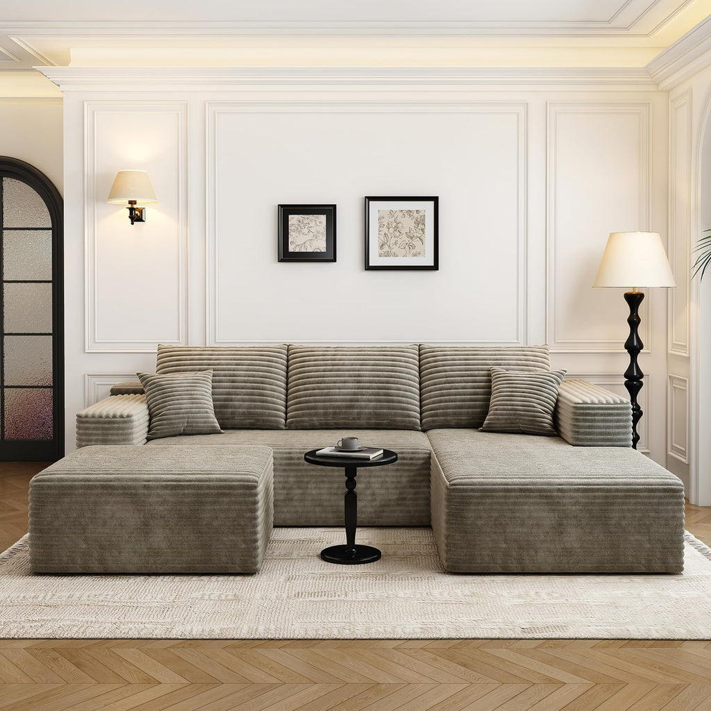 107.5" Cloud Modular Sectional Sofa Couch with L-Shape Chaise,Modern Minimalist Upholstered Couches for Living Room Bedroom,Deep Seat Corner Couch，No Assembly Required (Black,Left Facing Chaise)