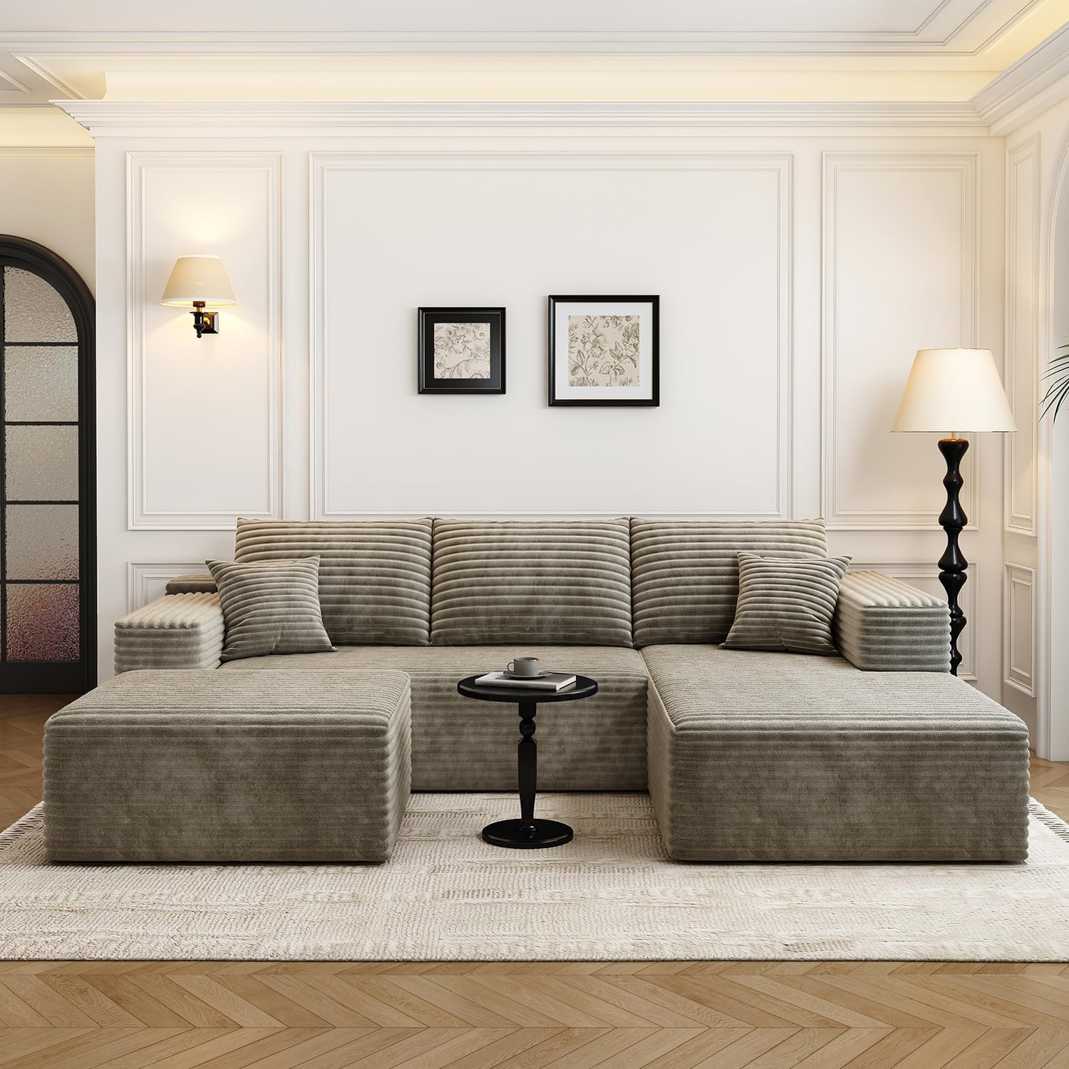 107.5" Cloud Modular Sectional Sofa Couch with L-Shape Chaise,Modern Minimalist Upholstered Couches for Living Room Bedroom,Deep Seat Corner Couch，No Assembly Required (Black,Left Facing Chaise)