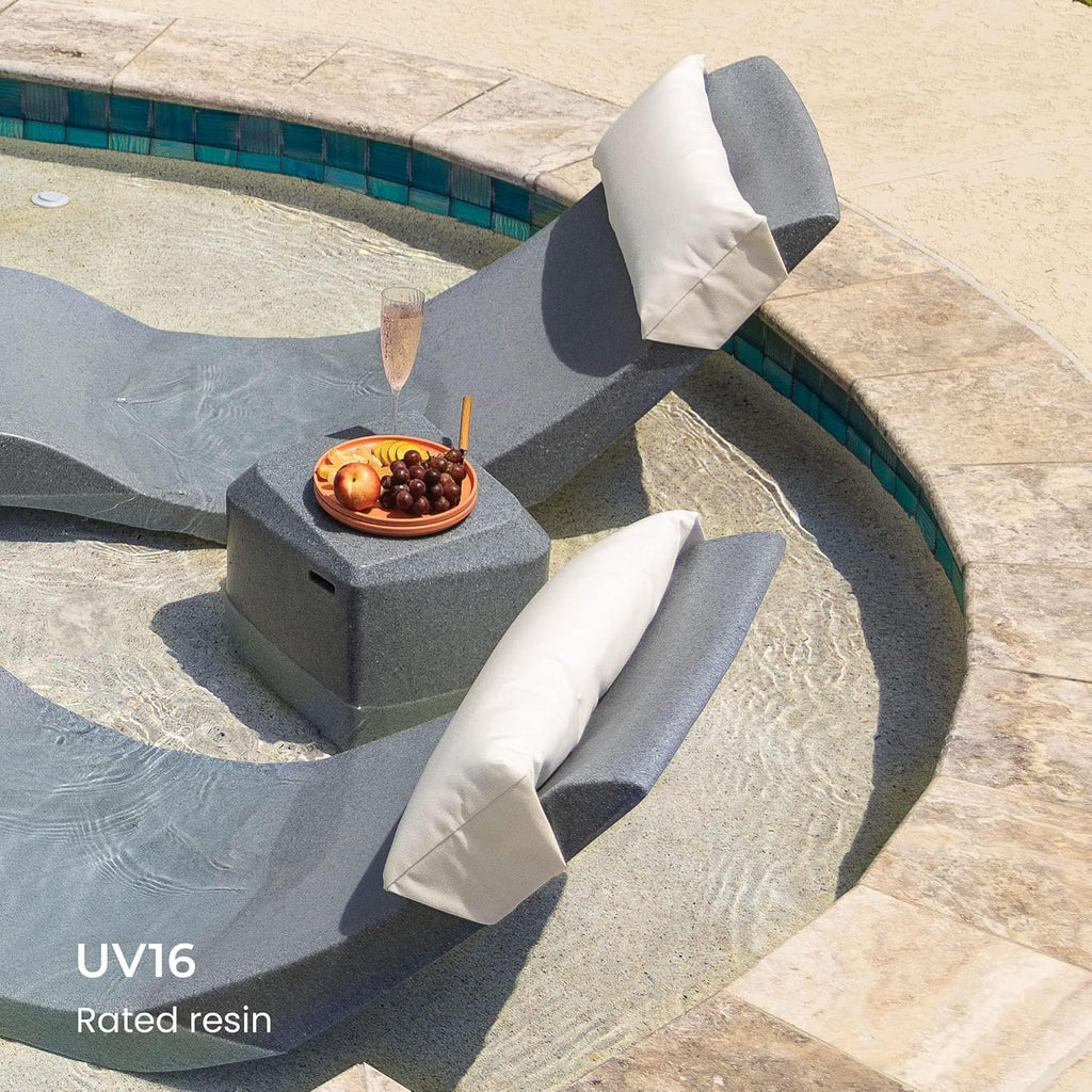 Classic White - in-Pool Chaise Lounger – Designed for Water Depths Up to 9" – Aqua Outdoors – Set of 2 – Compatible with All Pool Types - Poolside & Sun Deck Tanning