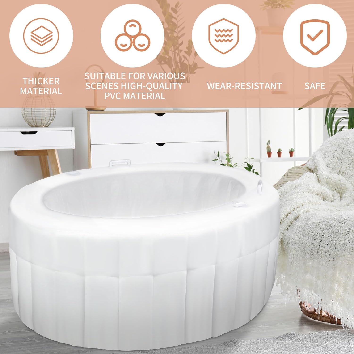 1 Set Birth Pool with Liner Including 1 Inflatable Home Birthing Pool 1 Liner Birthing Tub White Water Birth Tub for Labor Expectant Mothers Doula Midwife Supplies 65 L x 55 W x 26 H