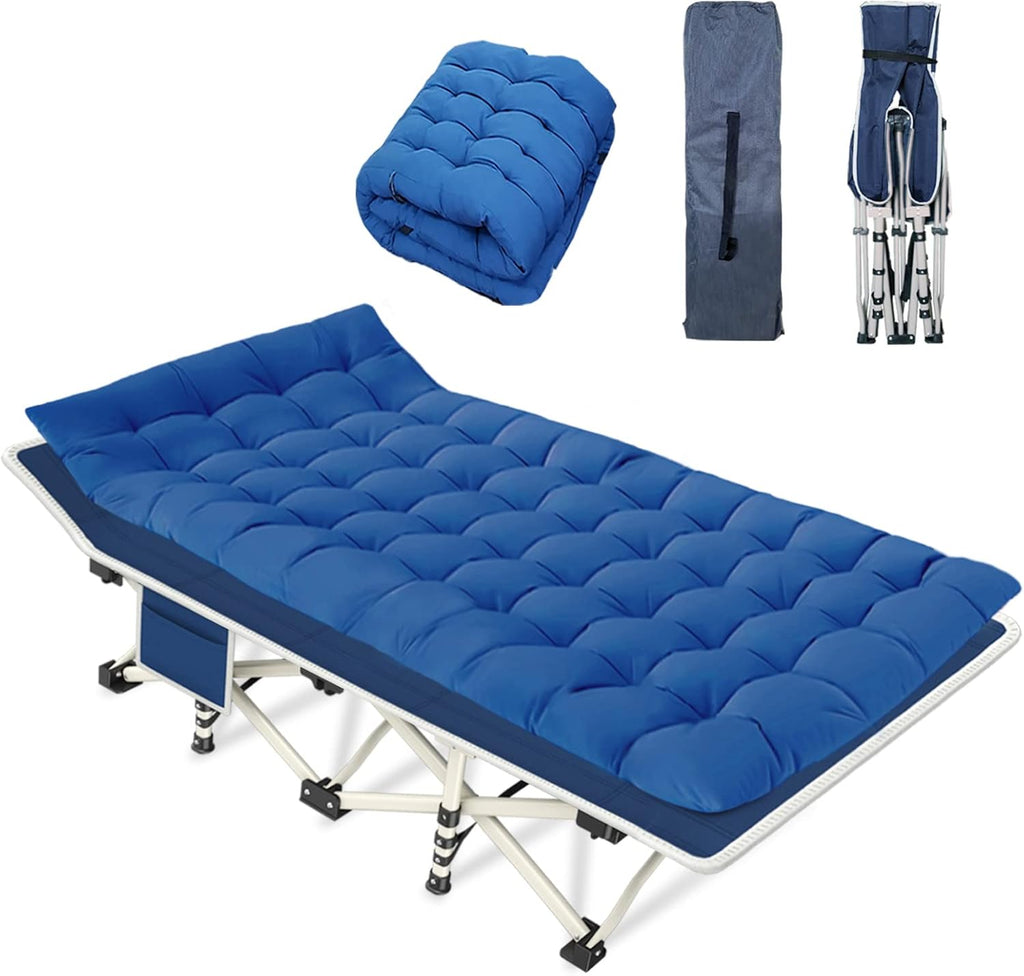 2-pack camping cots with mattresses, comfortable sleeping beds, adult camping cots, 2-person folding beds, heavy-duty sleeping beds