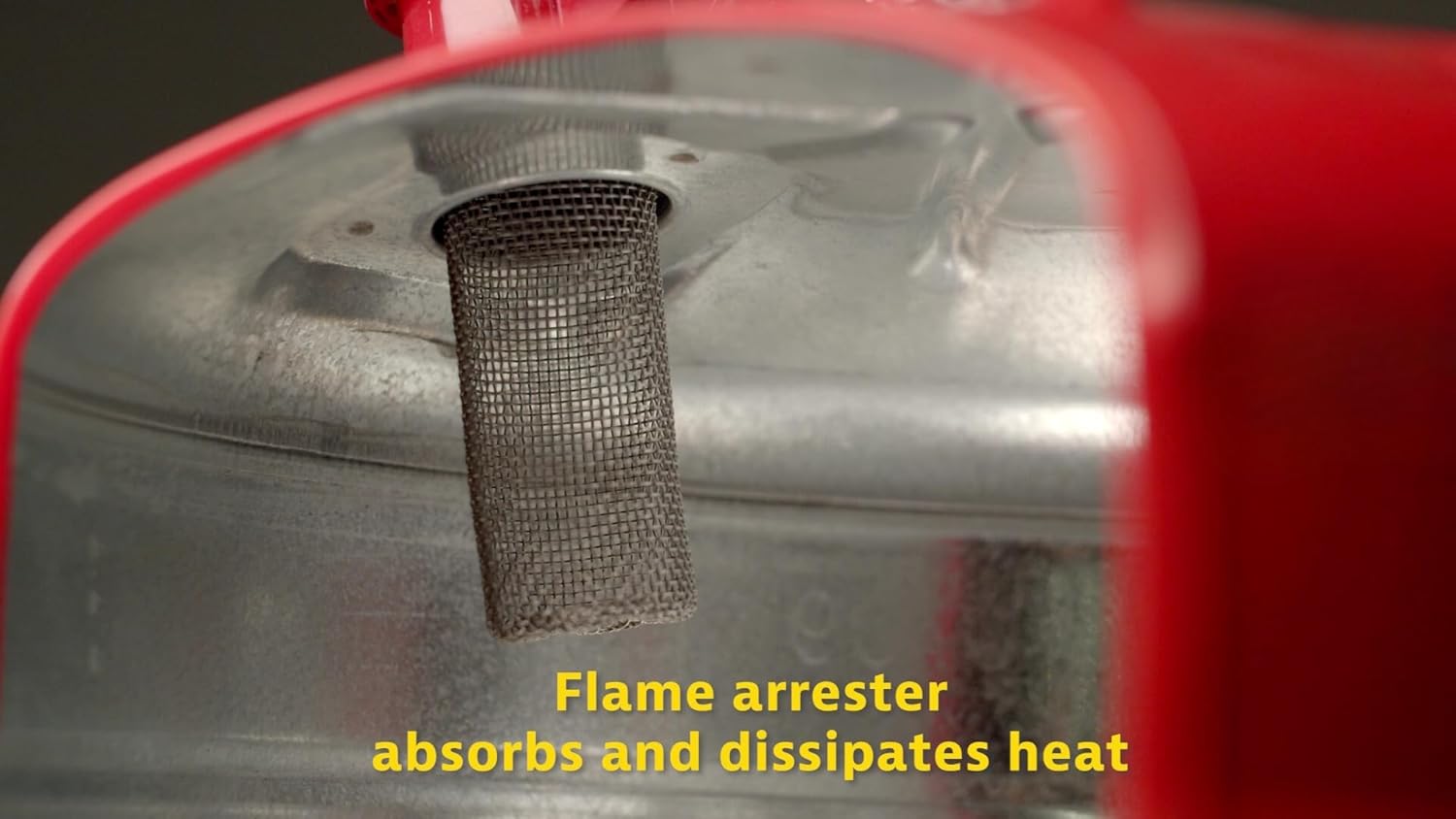 Justrite 5-Gallon Type II Red Safety Gas Can OSHA-Approved Steel Fuel Container with Flame Arrester, Self-Closing Lid & 1" Flexible Spout (7250130)