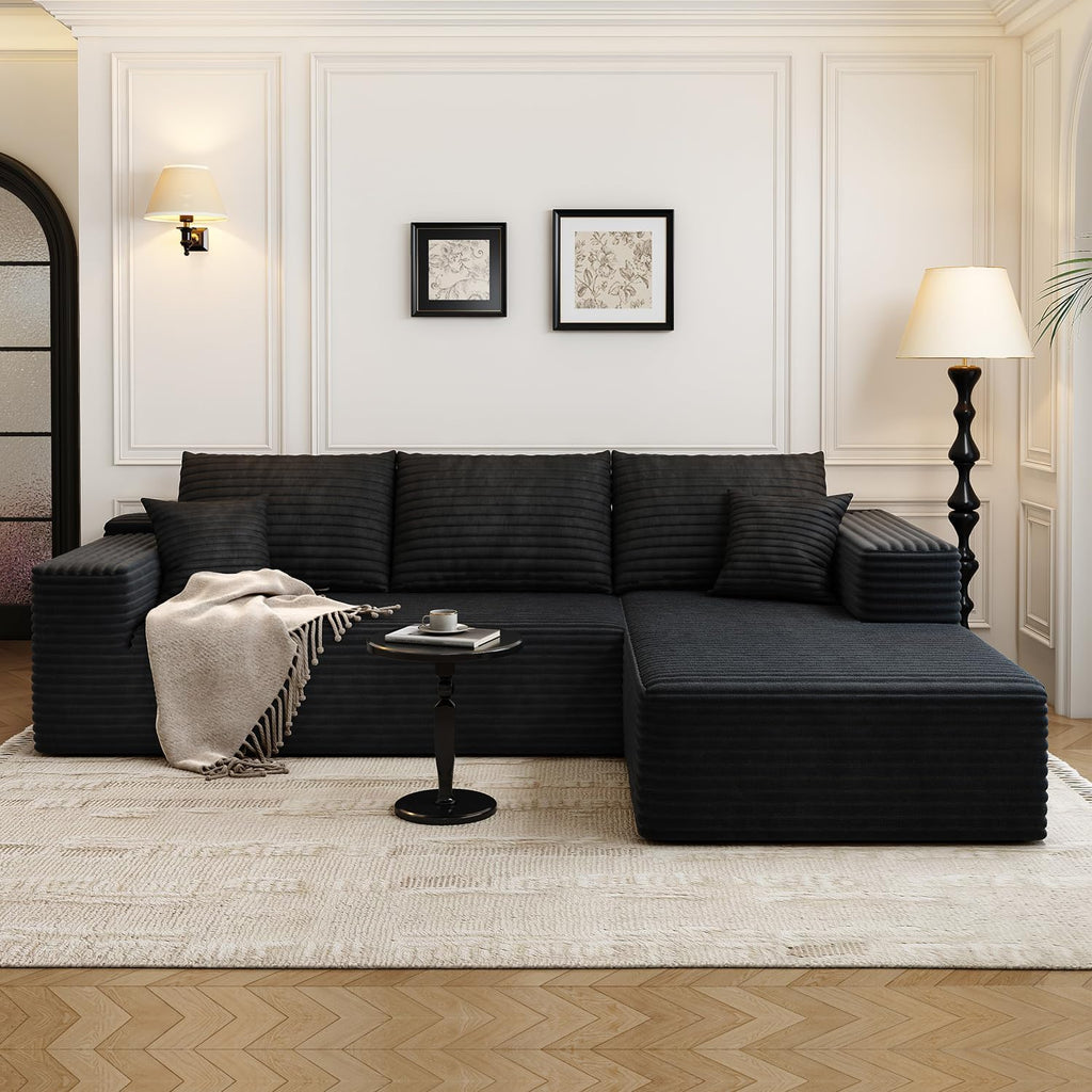 107.5 inch Cloud Modular Sectional Sofa with L-Shaped Chaise Lounge, Modern Minimalist Upholstered Sofa Deep Seating Corner Sofa