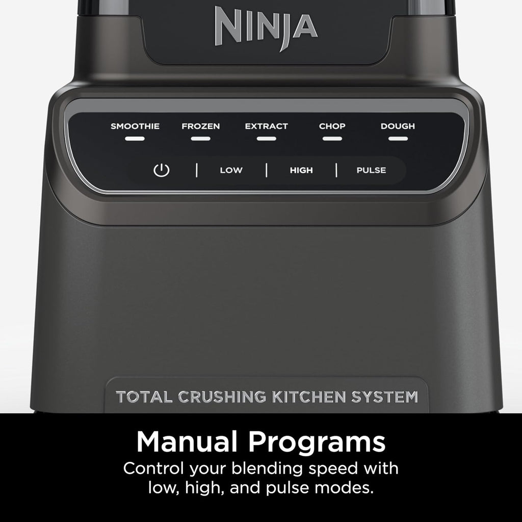 Ninja Blender, Mega Kitchen System, 1500W, 4 Functions for Smoothies, Processing, Dough, Drinks & More, with 72 Blender Pitcher, 64 Processor Bowl, 2 Nutri Cups + Lids, Black, BL770