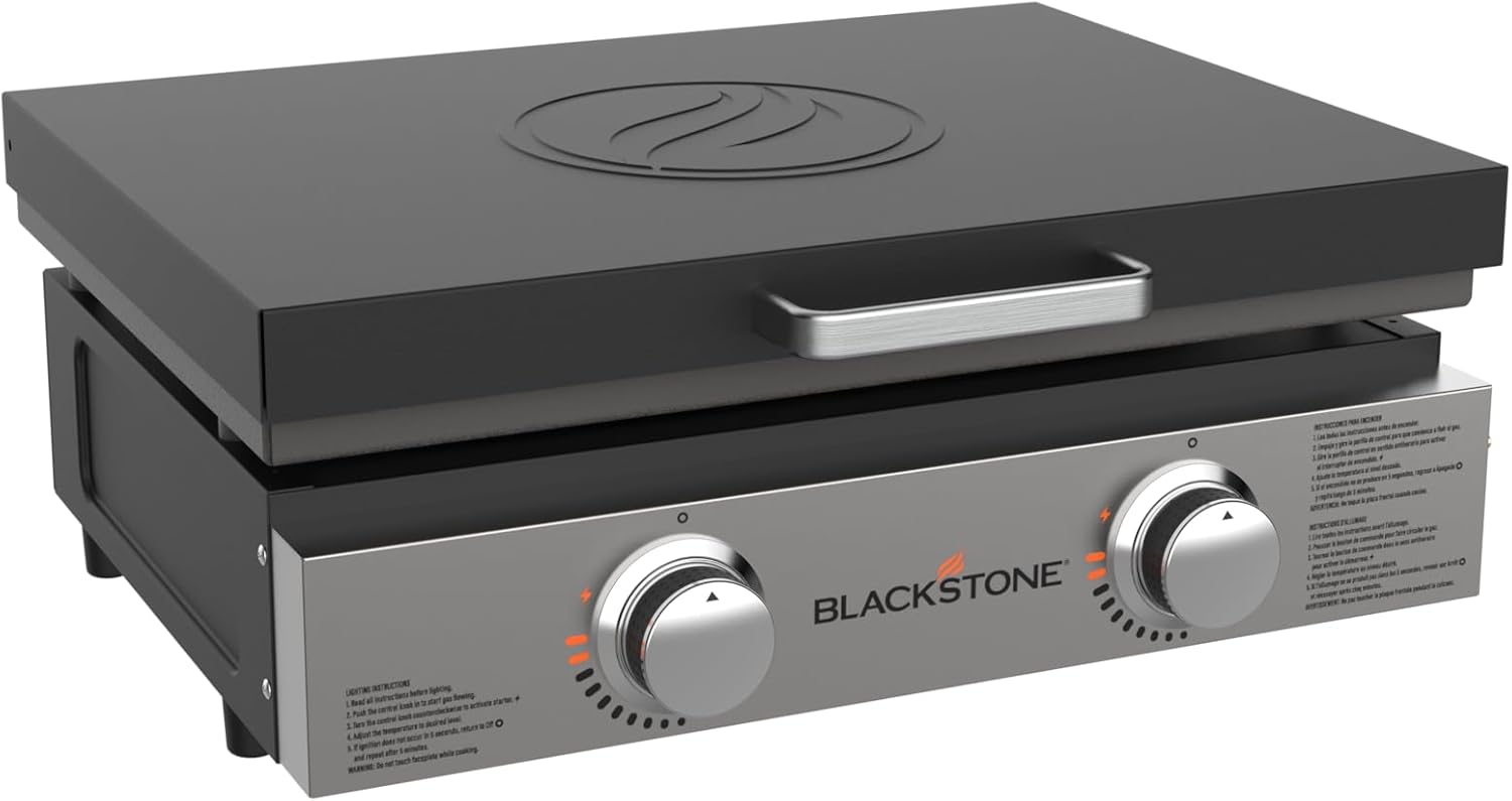 Blackstone 1666 22" Tabletop Griddle with Stainless Steel Faceplate, Powder Coated Steel, Black