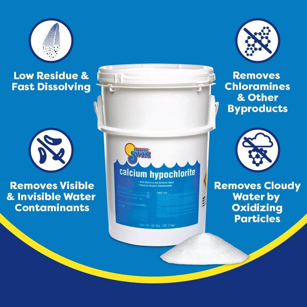 In The Swim Pool Shock 68% Cal-Hypo Granular Sanitizer for Crystal Clear Water Defends Against Bacteria, Algae, and Microorganisms