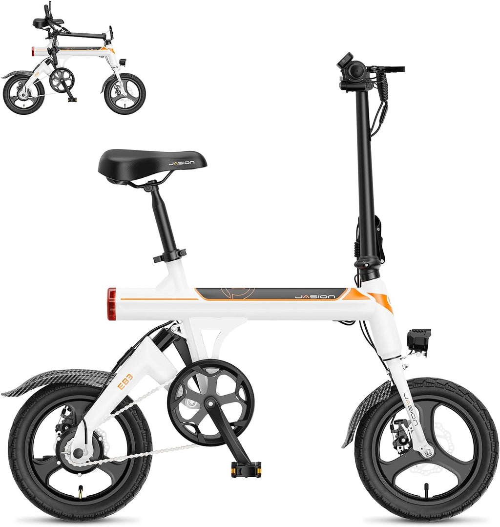 EB3 Electric Bike Adults 21mph, 500W Peak Motor, 270Wh Battery, Rear Suspension, 3 Levels Assist, 14" Folding Ebike for Adults and Teens, Complies to UL2849