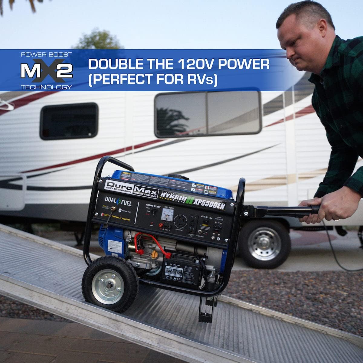 DuroMax XP13000EH 13,000-Watt Dual Fuel Portable Generator - Gas & Propane, Electric Start, Whole Home Backup Power, Transfer Switch Ready, RV & Emergency Ready