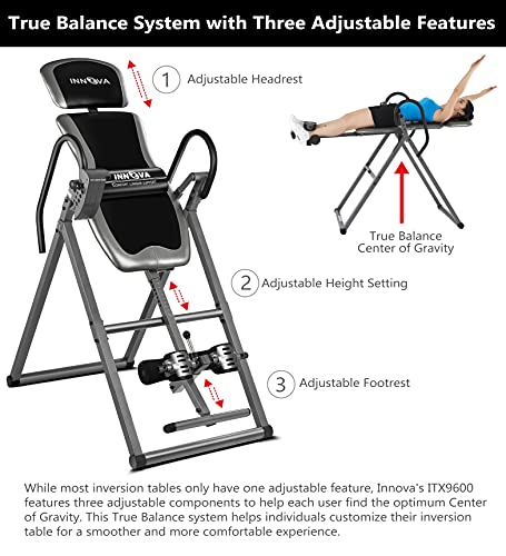 INNOVA HEALTH AND FITNESS ITX9600 Heavy Duty Inversion Table, Standard Ankle Holding System
