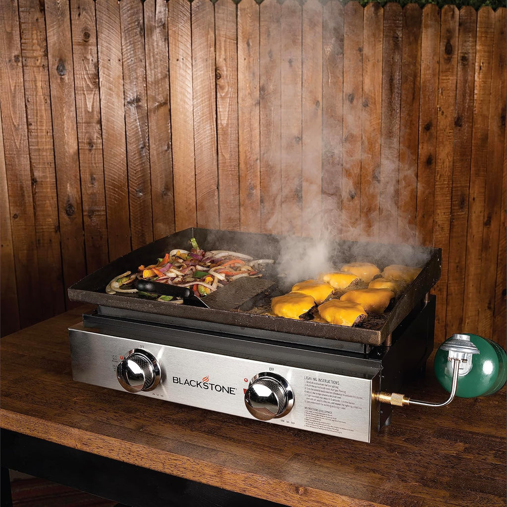 Blackstone 1666 22" Tabletop Griddle with Stainless Steel Faceplate, Powder Coated Steel, Black